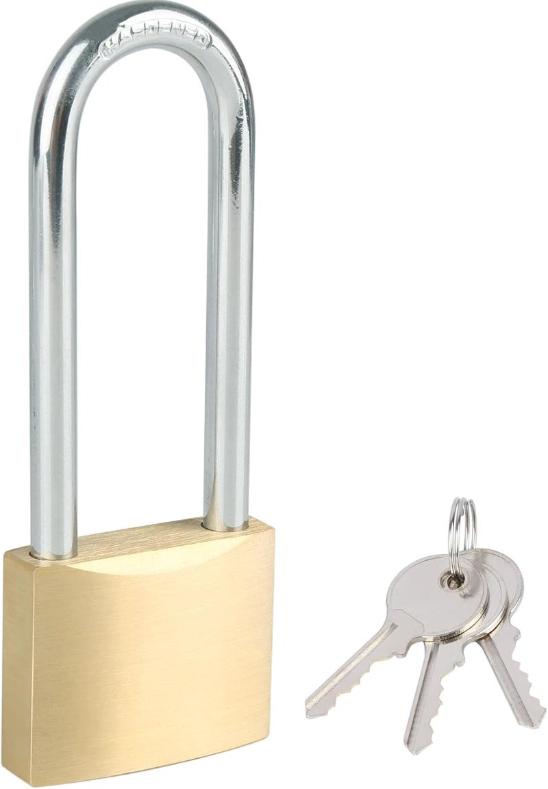 Fuaxat Solid Brass Padlock with 3 Keys, 2-3/4 Inch Long Shackle Locker Lock, 1-9/16"(40mm) Wide Lock Body Weatherproof Padlock for Sheds, Storage Unit, Gym Locker, Outdoor Fence, Gate, Garage, Warehouse - Image 1